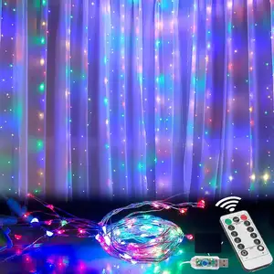 8 Lighting Modes 300 LED Fairy Lights Christmas Remote Control Window Curtain Lights for Outdoor for Bedroom Party Wedding