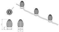 Guirlande lumineuse intelligente à pixels LED C9 S14 UCS2904-RGBW adressable 50 pièces DC12V, fil noir 3 broches 18AWG/boîtier IP68 ; 0,6W/pixel