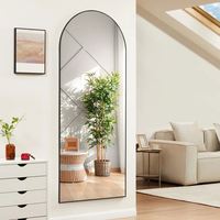 Miroir mural pleine longueur à cadre argenté, éclairé par LED, design industriel personnalisé, arche noire, pour chambre, salon, mariage