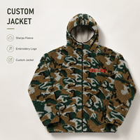Vestes à capuche zippées en polaire Sherpa camouflage personnalisées pour hommes, avec broderie artistique, style streetwear, manteaux, fabricant de vêtements personnalisés