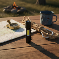 Lampe torche rechargeable USB Type-C avec zoom et lumière latérale COB stroboscopique pour le camping et l'usage quotidien
