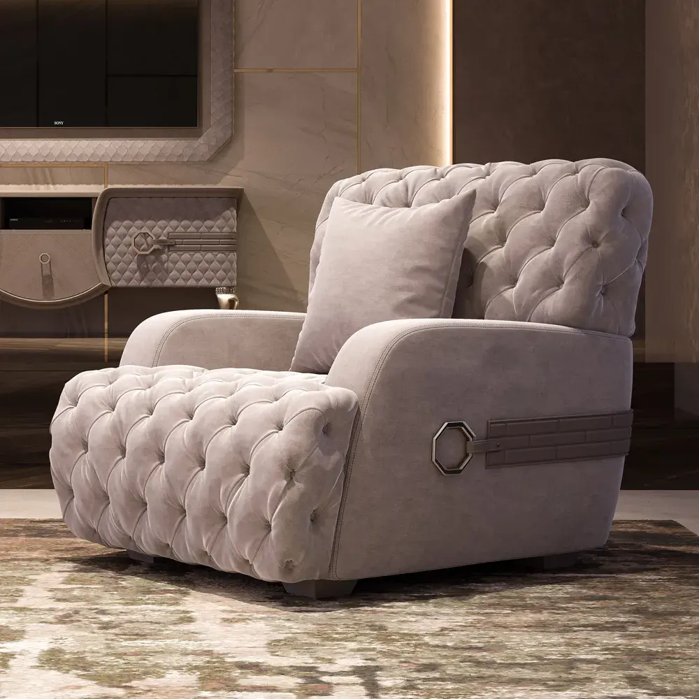 زر إيطالي منجد كرسي كلاسيكي المخملية النسيج ركن صالون أريكة مجموعة أثاث الفندق المنزل