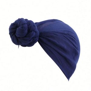 Wholesale Womens Ethnic Polyester Big Flower Turban Beanie Elegant Cap Plain Head <b>Wrap</b> Outdoor Stretch Long Scarf - Product Image 3