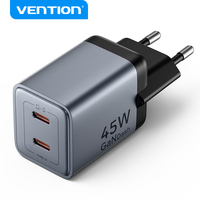Vention Tragbares Telefonladegerät 2-Port GaN-Ladegerät 45W Schnelles Intelligentes Wandladegerät