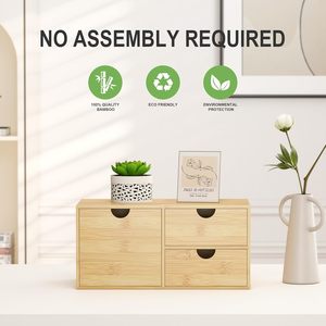 Desk Organizer with Drawers-Bamboo Wood Desktop Mail Organizer Storage <strong>Box</strong> Office Living Room Bathroom <strong>Vanity</strong> Dresser Top - Product Image 3