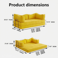 Ensemble canapé-lit orange à compression sous vide, vente en gros d'usine, mobilier de salon d'angle en tissu, rembourrage en éponge, sans armature