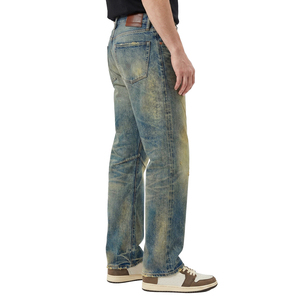 TOPSHOW Pantalones de mezclilla personalizados de fábrica, estilo japonés, de pierna recta, con lavado vintage desgastado, de denim selvedge premium - Product Image 2