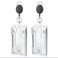 Promotion : Porte-badge robuste vertical/horizontal avec fente pour pouce, support en plastique pour cartes d'identité et de crédit, enrouleur de badge rétractable avec mousqueton