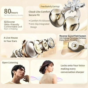 Écouteurs sans fil Gq13 à clip d'oreille, son Hi-Fi, oreillettes TWS à oreille ouverte, accessoires boucle diamant, ANC, IPX4, commande tactile - Vente en gros usine - Product Image 6