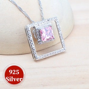 Topaze rose 925 ensembles de bijoux de mariage en argent pour femmes Costume de mariée boucles d'oreilles anneau Zircon pierres Bracelet pendentif collier ensemble - Product Image 5