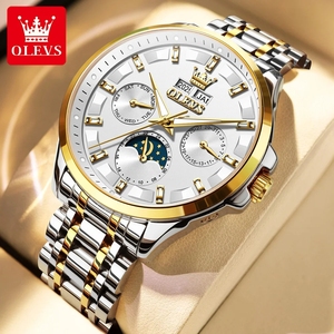 Reloj de pulsera mecánico luminoso OLEVS 7070 automático de lujo multifuncional con calendario perpetuo y fase lunar para hombre, ideal para dropshipping. - Product Image 1