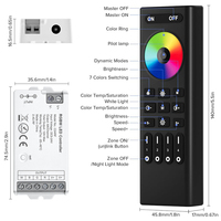 Atenuador LED remoto inalámbrico RF de 2,4 GHz, controlador LED RGB W, compatible con atenuación de brillo y cambio de Color