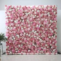 WINTINA Mur de fleurs artificielles en soie carré 2,4 m x 2,4 m, style moderne, pour décoration de mariage et de fête
