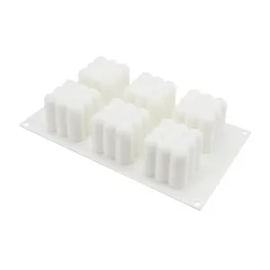 फैक्टरी बिक्री सिलिकॉन मोमबत्ती मोल्ड 6-गुहा Rubik है घन मूस मोल्ड उपकरण पाक केक मोल्ड