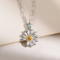 Collier Chaîne de Clavicule de Luxe LeiYu en Argent Sterling S925 Plaqué Or avec Pendentif Tournesol et Zircon, Vente en Gros pour Mariages