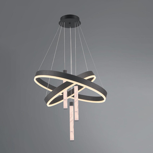 โคมไฟระย้าทรงกระบอกแบบแขวนแนวเส้นตรง ทำจากหินอ่อนและหินอลาบาสเตอร์สไตล์นอร์ดิก เหมาะสำหรับบันได วิลล่า และโรงแรม - Product Image 4