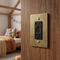 Prise murale GFCI Niva US 20A 120V avec interrupteur différentiel, panneau en laiton massif, idéale pour villas de luxe et hôtels