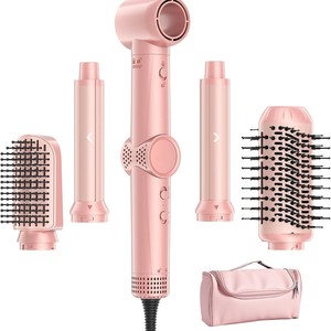 Multi Styler Hair Dryer With 5 In 1 Attachments Pink Dual Channel Airflow Fast Heating Negative Ion Constant Temperature - Product Image 1