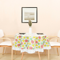Nappe Imperméable Personnalisable à Motif Fruité avec Bordure en Dentelle Ronde en PEVA