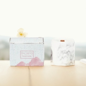 Velas de soja perfumadas blancas de lujo Woodwick de copa octogonal de yeso marmoleado para regalo - Product Image 6