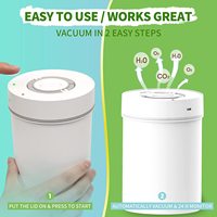 Kaleng vakum otomatis 1,8 l dengan tutup, kaleng vakum untuk penyimpanan makanan kopi elektrik dengan katup CO2-Release, Penyimpanan makanan kaca C