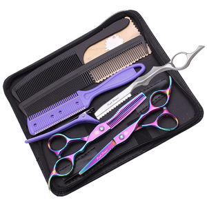 Ensemble de ciseaux de barbier, kit complet de coiffure, acier japonais, ciseaux droits, ciseaux à effiler, peigne, outils multiples, usage en salon et à domicile, 1011KC - Product Image 5