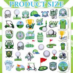 Applique brodée thermocollante décorative sur le thème du golf (terrain de golf en herbe verte), patchs de broderie personnalisés pour chapeaux et vêtements - Product Image 2