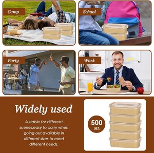 Tazones Cuadrados para Ensalada de 360ml-1000ml Personalizados de Fábrica, Platos de Papel con Tapas para Comida Caliente, para Servicios de Catering y Tiendas de Alimentos - Product Image 3