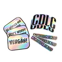 Autocollants holographiques laser adhésifs à motif dessin animé avec logo uni, étiquettes imprimées pleine couleur de forme irrégulière pour usage agricole