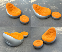 Canapé gonflable portable, canapé d'air d'extérieur avec repose-pieds pour le camping, les voyages, la cour, fauteuil de détente gonflable léger