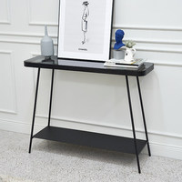 Nordique 2 niveaux noir métal rectangulaire Console verre café Console Table décoration maison Mesas De Centr Draht Tisch