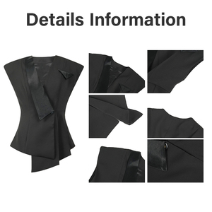 Zyht 45318 Áo Sang Trọng Màu Đen Có Cấu Trúc Vest Với Acetate Sâu V Cổ Phụ Nữ Trang Phục Chính Thức Áo Thiết Kế Hàn Quốc Áo Cánh Bán Buôn - Product Image 4