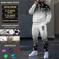 Setelan Hoodie dan Celana Olahraga Kasual Pria Yihong Ukuran Besar 100% Poliester Bernapas dengan Cetakan Digital 3D Gradasi, Cocok untuk Hadiah