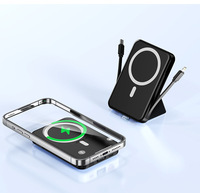 Banque de puissance mobile avec logo personnalisé de grande capacité avec câble intégré d'entrée magnétique sans fil de type C et batterie LI-Polymer