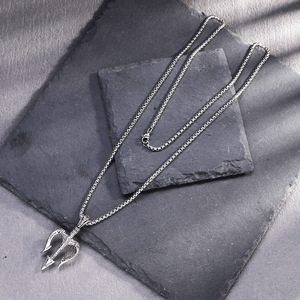 Collana da uomo in acciaio inox impermeabile Anti-appannamento Punk Trishul nettune tridente placcato oro alla moda creazione di gioielli - Product Image 5