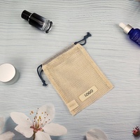 Sac en filet à cordon en coton biologique lavable, réutilisable, de style vintage, petit format, OEM/ODM, pour emballage cadeau