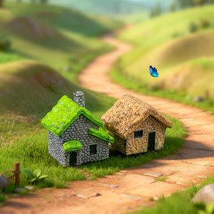Miniature de jardinage paysager, maison en résine pour jardin féerique, figurine artisanale pour DIY Bonsaï, micro-village, décoration de terrarium de bureau - Product Image 4