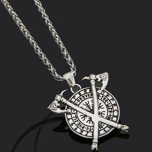 Collana Vintage <span class=keywords><strong>con</strong></span> <span class=keywords><strong>Ciondolo</strong></span> a Testa di <span class=keywords><strong>Lupo</strong></span> Vichingo Nordico Pirata in Acciaio Inox, Croce Celtica, Boutique Transfrontaliera, Placcata Oro <span class=keywords><strong>con</strong></span> Perla - Product Image 2