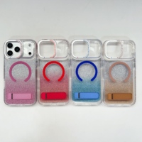 Coque de téléphone transparente antichoc style INS avec support plaqué et paillettes, étui magnétique pour iPhone 17 16 15 Pro Max
