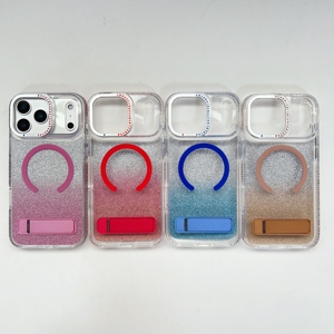 <span class=keywords><strong>Funda</strong></span> Transparente Antigolpes Estilo INS con Soporte Metálico y Purpurina, Carcasa Magnética para <span class=keywords><strong>iPhone</strong></span> 17 16 15 Pro Max - Product Image 1