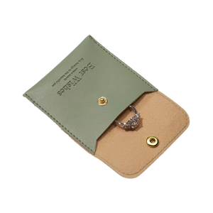 Bolsa de PU de Lujo con Logotipo Personalizado, Bolsa de Regalo para Joyería con Anillo en Relieve, Bolsa de Cuero Rosa con Solapa Personalizada para Joyería - Product Image 2