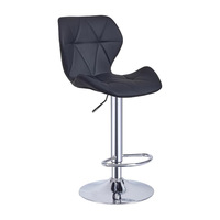 Tabouret de bar moderne réglable en cuir PU noir, pivotant avec dossier, base chromée et repose-pieds pour comptoir de cuisine, café, bar