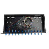 Coffret de distribution fibre optique (ODF) 1U à 12 ports pour montage en rack FTTH avec répartiteur PLC, en acier laminé à froid noir pour armoire réseau