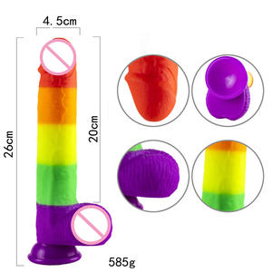 Fabriek Groothandel Realistische Regenboog Dildo Met Sterke Zuignap Basis Enorme Flexibele Grote Dildo Voor Vrouwen Mannen Koppels - Product Image 5