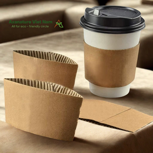Azanature écologique biodégradable résistant à la chaleur jetable tasse protecteur Kraft papier tasse manchon pour boissons chaudes - Product Image 6