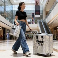 Sacs de courses réutilisables personnalisés avec logo, imperméables, imprimés, pliables, écologiques, avec poignée en plastique, grande capacité, chariot à roulettes en PP