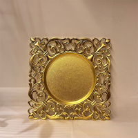 Assiettes jetables de luxe en plastique doré et argenté de 13 pouces carrées pour la décoration de table de fête, de mariage, d'événement à domicile