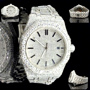 Reloj Mecánico Mossinate de Acero Inoxidable con Moissanita VVS para Hombre, Estilo Hip Hop, 100% Pasa el Test de Diamantes, Esfera de Cristal - Product Image 1