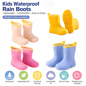 Botas de Chuva para Crianças em PVC, Leves, Confortáveis, Impermeáveis, Anti-Manchas, Vários Tamanhos Disponíveis para Praia e Lago, Promoção de Fábrica - Product Image 1