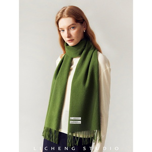 Custom Embroidered Logo Ladies Winter <strong>Wool</strong> Scarf Stoles Solid Color Tassel Woven Pure <strong>Wool</strong> <strong>Shawls</strong> Poncho <strong>100</strong>% <strong>Wool</strong> - Product Image 2